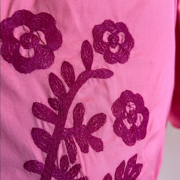 NWT French Connection Pink Cotton Embroidered Floral Smocked Waist Dress XS - Picture 5 of 14